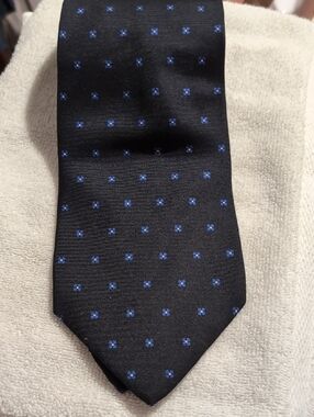 Classic Black Tie with Blue Micro-Dot Pattern